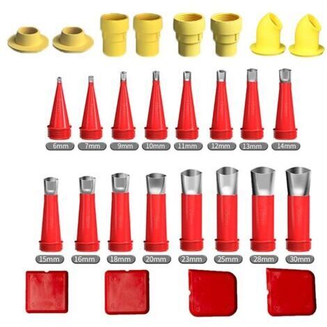 BUNTHAUS 28 Pièces Kit Outils de Calfeutrage avec Embouts Acier Inoxydable Outils de Finition Ergonomiques pour Application de Mastic pour Portes et Fenêtres