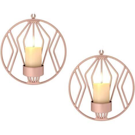 BUNTHAUS 2pcs Chandeliers Muraux en Métal, Décorations Murales, Éclairage pour Le Dîner Aux Chandelles dans Le Salon/Salle À Manger/Comptoir, Or Rose