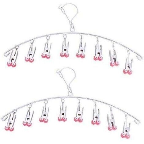 BUNTHAUS 2pcs étendoir à linge en acier inoxydable, cintre goutte à goutte, cintre chaussette, avec 8 pinces à linge (rouge)