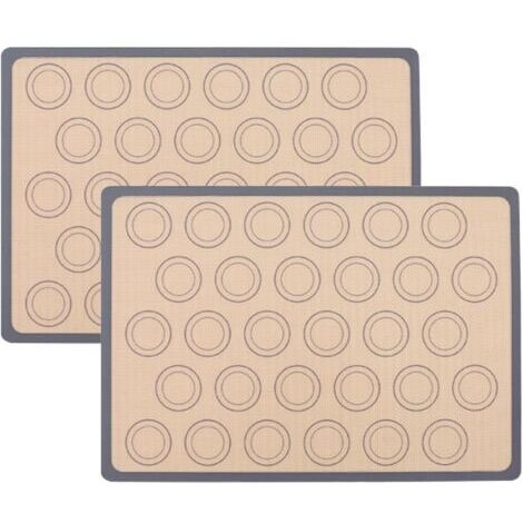 BUNTHAUS 2Pièces Tapis de Cuisson pour Macaron,Rectangulaire Silicone Tapi de Cuisson,Tapis de Cuissons en Silicone,Tapi de Cuissons en Silicon Macarons en Gris,pour les Macarons,les Biscuits et les P