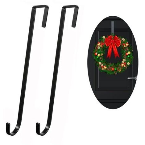 BUNTHAUS 2X Crochets de Porte en Acier Inoxydable, Crochets de 30 cm pour couronnes de Porte et d茅corations - Pour suspendre des guirlandes de No毛l, Halloween, d茅corations de No毛l(Noir)