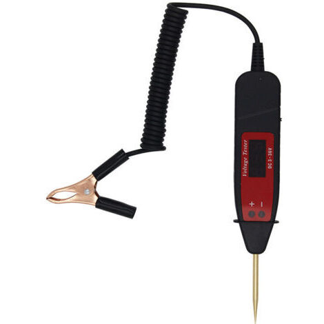 BUNTHAUS 3-36V Stylo testeur de circuit de automobile, Lampe voiture de test, testeur de tension véhicule, Déterminer le positif et le négatif de la batterie, testeur electrique auto, pince crocodile