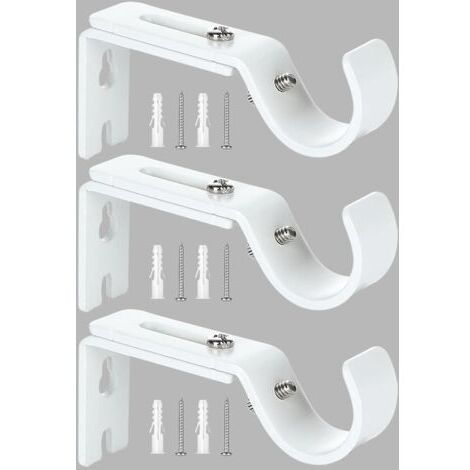 BUNTHAUS 3 Pcs Blanc Support de Tringle à Rideau Réglable, Supports Murale Réglables,Support pour Tringle à Rideau,Compatible avec les tringles à rideau d'un diamètre maximal de 20mm 25mm