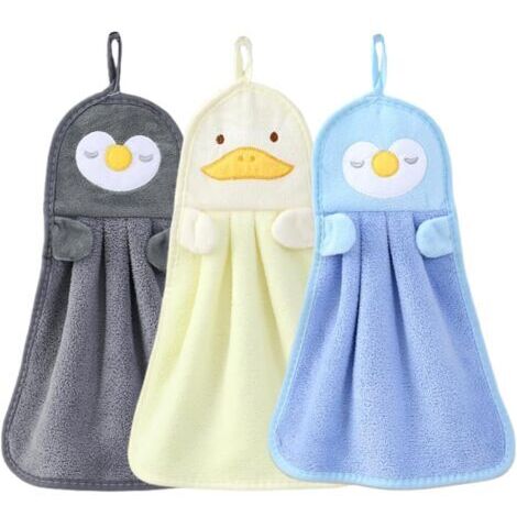 BUNTHAUS 3 Pièces Ensemble de Serviettes Essuie Main Drap de Bain Petite Serviette Gant de Toilette Enfant Serviette de Toilette, Gant de Toilette Bebe, Lingette Lavable Bebe (Blanc/Jaune/Bleu)