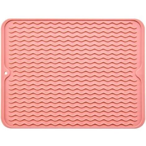 BUNTHAUS 30 x 40 cm (rose pâle) Tapis égouttoir à vaisselle, en silicone, résistant à la chaleur, antidérapant, tapis d'égouttement, set de table