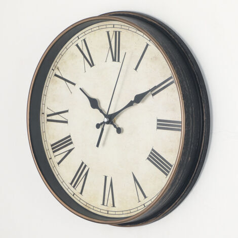 BUNTHAUS 30cmHorloge murale chiffres romains Art Vintage Horloge or brossé