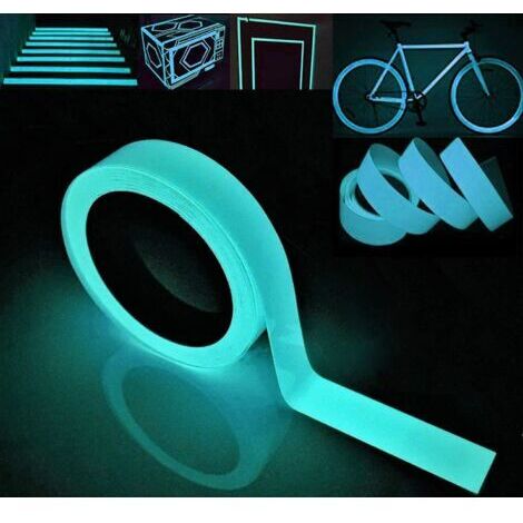 BUNTHAUS 32,8 pi x 0,8 pouce (10 m x 2 cm) Ruban adhésif phosphorescent, ruban adhésif lumineux bleu ciel: imperméable, amovible, durable, portable, stable, sécurité