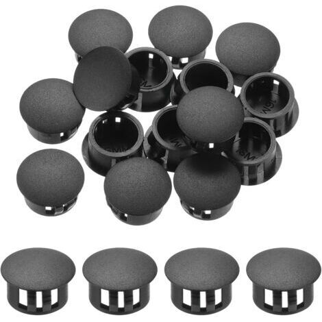 BUNTHAUS 32Pcs 16mm Noir Bouchon de Trou en Plastique, Bouchons de Trou de Panneau de Type Encastré Embouts d'Insertion pour Tubes de Trou de Verrouillage Armoire de Meubles