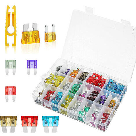 BUNTHAUS 33 Valeurs 300 pièce Fusible Voiture Set 2A 3A 5A 7.5A 10A 15A 20A 25A 30A 35A 40A Standard Mini Micro Petit Fusibles pour Auto Moto Automobile Car Fuses et Extracteurs de Fusible