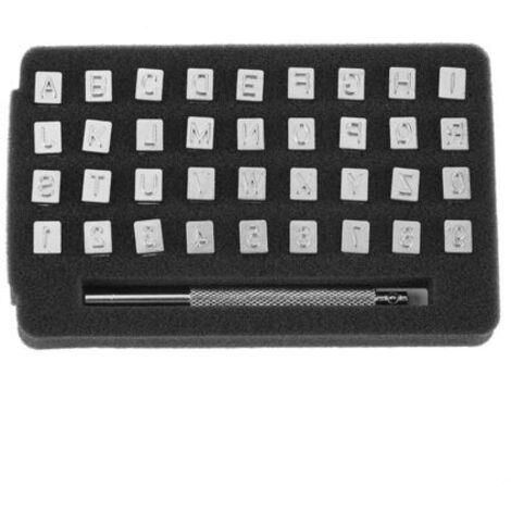BUNTHAUS 36 tampons en acier pour lettres et chiffres, poinçonnage du cuir, impression et loisirs créatifs (6 mm).