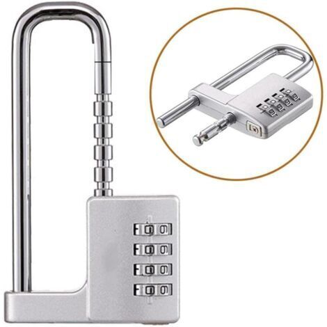 BUNTHAUS 4 chiffres Cadenas à combinaison, cadenas à combinaison à , corps de 64 mm de large, anse longue rétractable en acier inoxydable de 9,7 cm, convient pour l'extérieur, l'école, la gym, les cas
