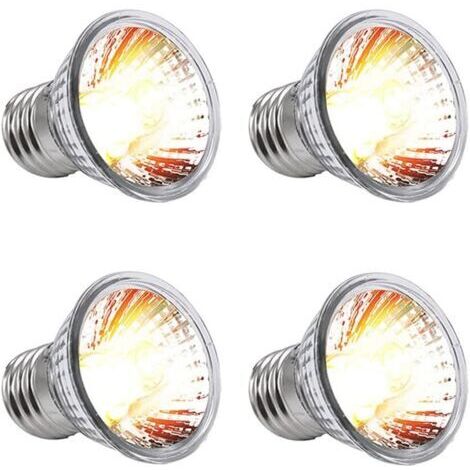 BUNTHAUS 4 E27 Lampe Tortue,25W Ampoule Chauffante,Lampe Chauffante Terrarium,Tortue Soleil Ampoule Uva + Uvb3.0 Spectre Complet Tortue d'eau Chauffage Lampe Solaire Reptile Lampe