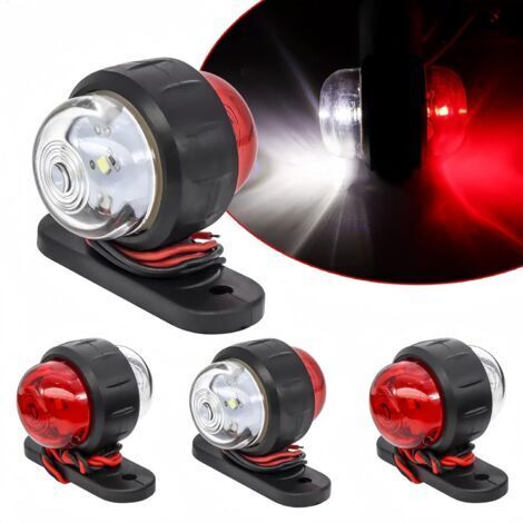 BUNTHAUS 4 Feux latéraux de camion Pour Remorque Feux de Position LatéRaux Led Feux de Position LatéRaux ArrièRe Feu de Gabarit 12 / 24v Rouge/Blanc éTanche Led Feux de CôTé, Pour Remorque Camionnette