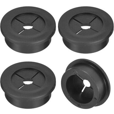 BUNTHAUS 4 Pcs , Noir PasseCâble pour Cordon, 30mm PasseCâble de Bureau en Caoutchouc Flexible Grommets de Fil CacheTrou pour Bureau Organisateur de Câbles d'Ordinateur