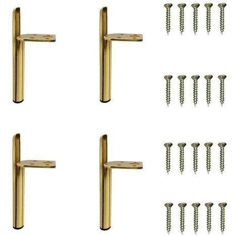 BUNTHAUS 4 Pcs Pieds de Meuble Moderne Pieds de Armoire de Rechange Pieds pour Table Lit avec Vis Doré - 13cm