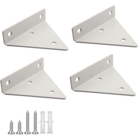 BUNTHAUS 4 Pices Supports Tablettes Flottantes Support D\\'tagre en Triangle en Mtal Flottant Equerre Etagere Mural Dissimuls Avec vis pour Dco Salon, Chambre, Salle de Bain - Blanc