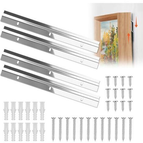 BUNTHAUS 4 Pièces Clip de Fixation Murale en Z Support Mural Fixation Miroir 30cm Fixation Tableau avec Vis Fixation Miroir Lourd Emboîtement Accroche Miroir pour Suspendre des Cadres Résistants