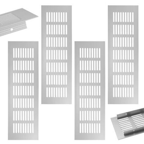 BUNTHAUS 4 Pièces Grille D'aération rectangulaire, Grille de Ventilation 300x80 mm, Grille D’aération en Aluminium à Encastrer, Grille Aeration Grande Taille, pour Armoires, Meubles à Chaussures, Pend