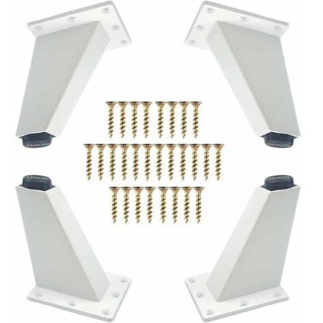 BUNTHAUS 4 Pièces Pieds de Meubles, Pieds de Meubles Obliques en Aluminium en Métal, Remplacement de Pied de Canapé pour Commode de Table de Canapé d'Armoire, Vis de Montage Incluses, Blanc, 80mm