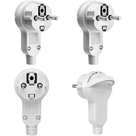 BUNTHAUS 4 Pièces Prise Extra Plate 16A/250V Le Connecteur Europe Fiche Plate avec Poignée Rabattable Fiches Plates Européennes Amovible Embout Prise Electrique Femelle pour Usage Domestique