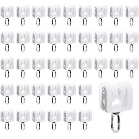 BUNTHAUS 40 pièces Rouleaux de Rail de Rideau, Rouleaux de Rail de Rideau en Plastique à Deux Roues,pour Accessoires Rideaux dans Salles de Chambres(Blanc)