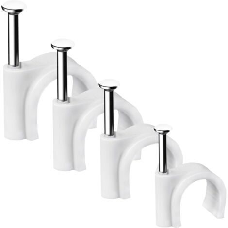 BUNTHAUS 400 clips de câble ronds solides et durables, Attache Câble, Range Câble, Fixation Câble électrique, Clips Câble, 4 tailles de 4 mm, 6 mm, 8 mm, 10 mm - Pour ranger les câbles