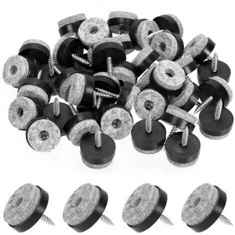 BUNTHAUS 40pcs Noir 24mm Meubles Anti dérapant vis Fixe Meubles Anti dérapant Feutre Mat Protecteur de Sol Coulissant pour Pieds de Jambe en Bois pour chaises, Tables, tabourets de canapé