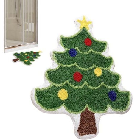 BUNTHAUS 40x60cm Tapis de Noël d'intérieur  Tapis de douche arbre de Noël Père Noël  Tapis antidérapant et absorbant l'eau pour la maison, l'intérieur et l'extérieur, la cuisine, la salle de bain, le 
