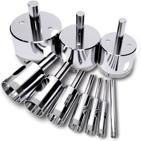 BUNTHAUS 450mm Foret de Diamant, (10 Pcs ensemble de sciecloche), coupeur de trou de tuile, Scie diamantée (Outils de solvant pour le verre, la porcelaine, la céramique, la pierre de granit)