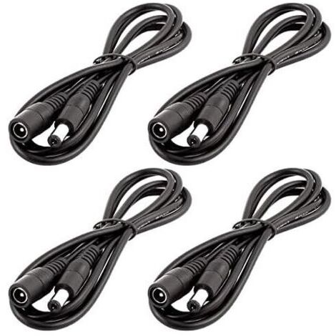 BUNTHAUS 4pcs 1m DC 12V Cble d\\'extension Prise DC 5,5mm x 2,1mm DC 0-36V Cordon d\\'alimentation Rallonge lectrique Mle Femelle pour Moniteur de Voiture, Camra CCTV, Bande LED, Noir