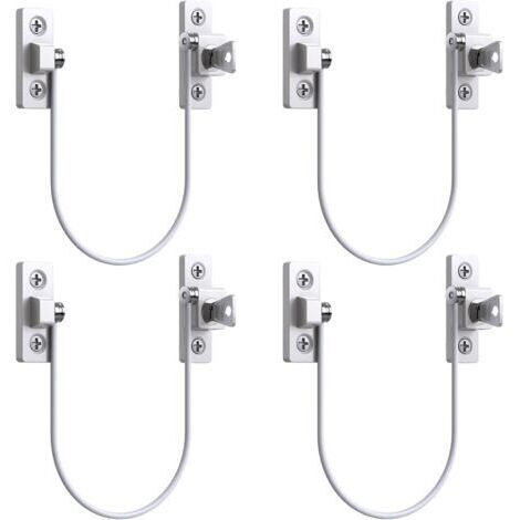 BUNTHAUS 4pcs Entrebâilleur Fenêtre Porte Restricteur de Porte de Fenêtre Verrou Fenetre UPVC Verrouillage de Limite Verrou de Sécurité Câble Serrure de Limite Avec Clé et Vis