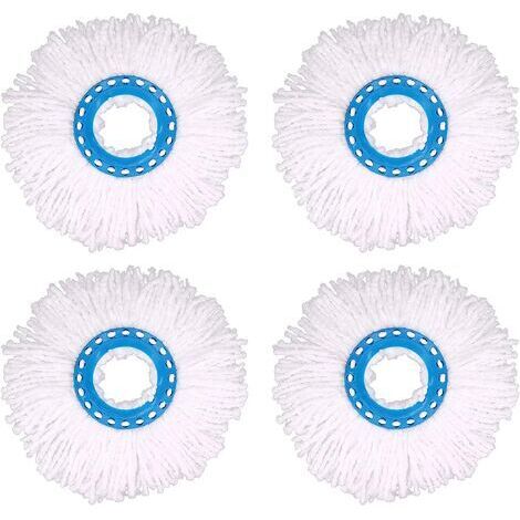BUNTHAUS 4Pcs Têtes Microfibre Balai, Tête de Vadrouille Rechange Rond Têtes Mop Rotation à 360 pour Nettoyage des Sols (Diamètre 16 cm)