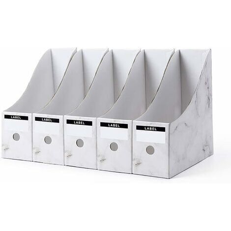 BUNTHAUS 5 Pcs Porte-revues, Fichier Boîte Range-revue pour Rangement Organisateur Document Papier A4 Magazine Livre de Bureau École Maison (Blanc)