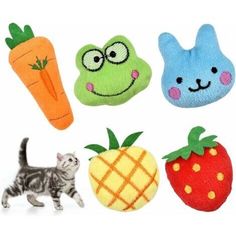 BUNTHAUS 5 Pièces Jouets à l'herbe à Chat, Cataire Jouets Chat Peluche Catnip Jouets Cataire Interactive Jouets à Mâcher pour Chaton Kitty Chat