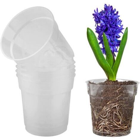 BUNTHAUS 5 Pièces Pot de Fleurs Plastique Transparent Pot à Orchidée avec Trous de Drainage pour Balcon Intérieur, Bureau, Extérieur