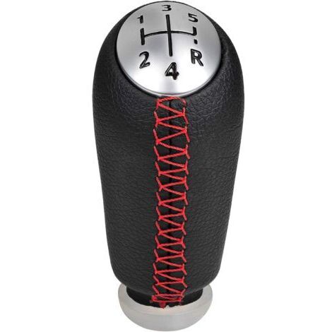 BUNTHAUS 5 Vitesses Manuel Pommeau de Vitesse Cuir Universel pour Renault Megane 2 Clio 3 Scenic 2 Kangoo Boite Levier Voiture,Coutures Rouge