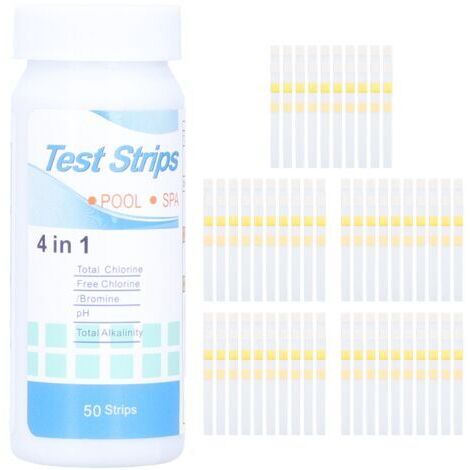 BUNTHAUS 50 Compte 4in 1 Piscine Spa Bandelettes de Test D&39eau Chlore Libre/Brome PH Alcalinité