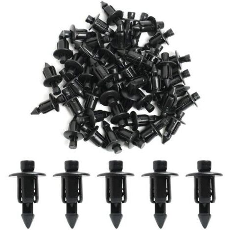 BUNTHAUS 50 Pièces Rivet en Plastique 6mm Vélo Carénage Garniture Panneau Fixations Pinces, Clips de Fixation, Clips de Carénage pour Yamaha, Kawasaki, Suzuki
