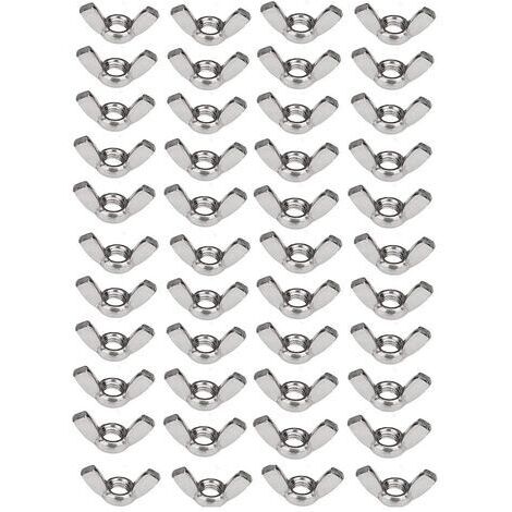 BUNTHAUS 50 x 304 jeu d'écrous à oreilles en acier inoxydable M6 (1/4 pouce) écrou papillon matériel de fixation à torsion à la main