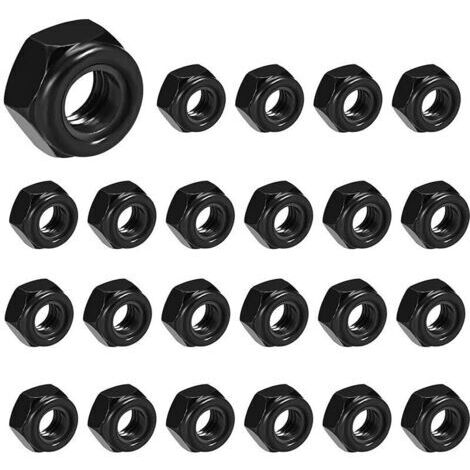 BUNTHAUS 50Pcs Carbone Acier Auto Bloquant Écrou Hexagonal Nylon Insert Écrou  M5