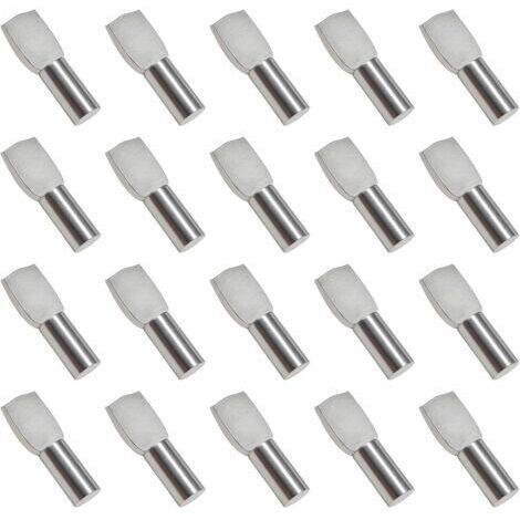 BUNTHAUS 50Pcs Taquet Etagere,Support d'Étagère Étagère Broches Cheville Etagere Supports de Plaque en Métal Nickelé pour Armoire, Bureau et Étagère- 5mmX19mm