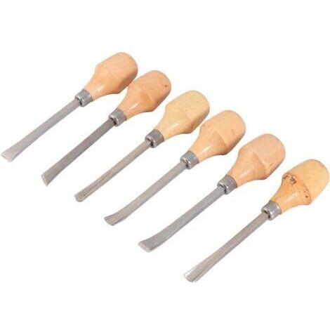 BUNTHAUS 6 Pcs Ciseaux à Sculpture sur Bois Professionnel Poignée en Acier Gouges Outils de Sculpture Ensembles pour Débutants Amateurs Bricolage Travail Du Bois Artisanat Fourniture 160mm