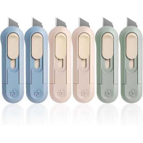 BUNTHAUS 6 PCS cutters utilitaires, couteau utilitaire pliant, mini utilitaire lame cutter de sécurité, coupe boîtes multifonctions pour le bureau, la maison, l'artisanat, les cartons, le papier