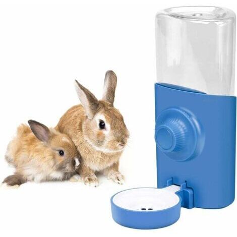 BUNTHAUS 600 ml suspendu lapin fontaine d'eau automatique lapin fontaine d'eau suspendu fontaine d'eau chat Hamster lapin bleu
