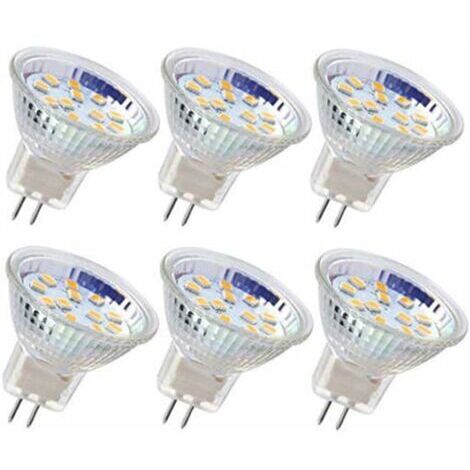 BUNTHAUS 6pcs ampoule LED MR11 ampoule de projecteur GU4 ampoules 3W 18LEDs ampoules halogène 20W équivalent non dimmable ampoule LED 12V AC/DC pour l'éclairage de piste paysage maison (Blanc froid)