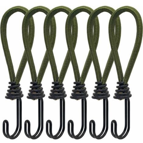 BUNTHAUS 6pcs Tendeur en caoutchouc avec crochets en spirale pour Tentes, bâches, bannières en PVC, pavillons, trampolines, voile d'ombrage