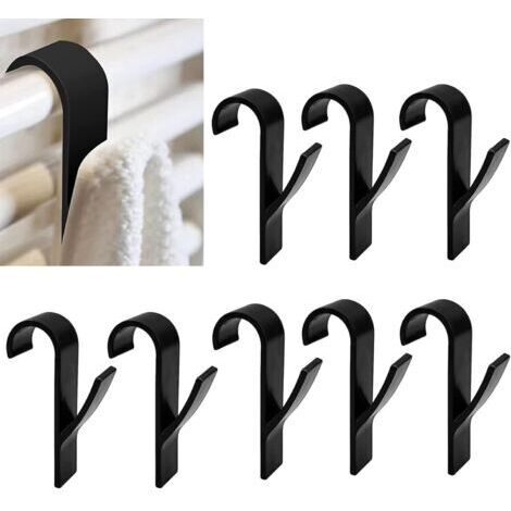 BUNTHAUS 8 Pièces Crochets de Radiateur à Serviettes en Plastique, Accessoires Ménagers Noirs pour PorteServiettes Électriques Salle de Bain