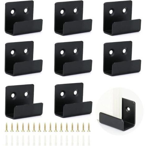 BUNTHAUS 8 Pièces (Noir, Largeur Intérieure 20mm) Crochets Robustes Carreaux de Acier Inoxydable, Crochet Mural Robuste avec vis et Tube d'Expansion, Pour Salles de Bains, Cuisines et Garages