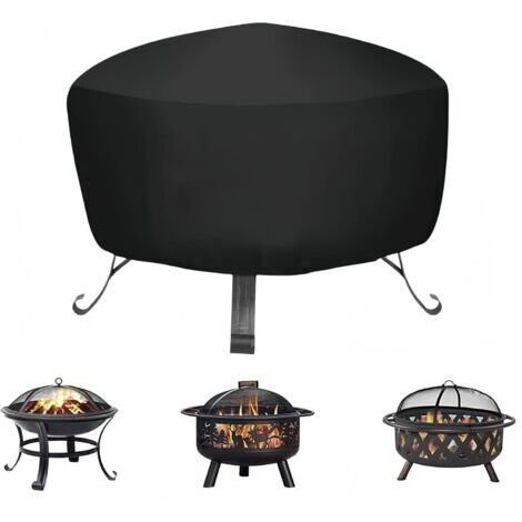 BUNTHAUS (80x65cm) 420D Guangyu Housse de Protection pour Braséro Rond, Imperméable, Noir, PVC, Couvre Feu, Jardin Patio Extérieur