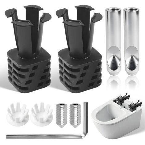 BUNTHAUS 9 Pièces Kit Fixation Abattant WC Charniere Abattant WC Support Universel Toilette Murale Conception Quatre Pieds Installation Multidirectionnelle Adaptée Pose Neuve et Rénovation de Toilette